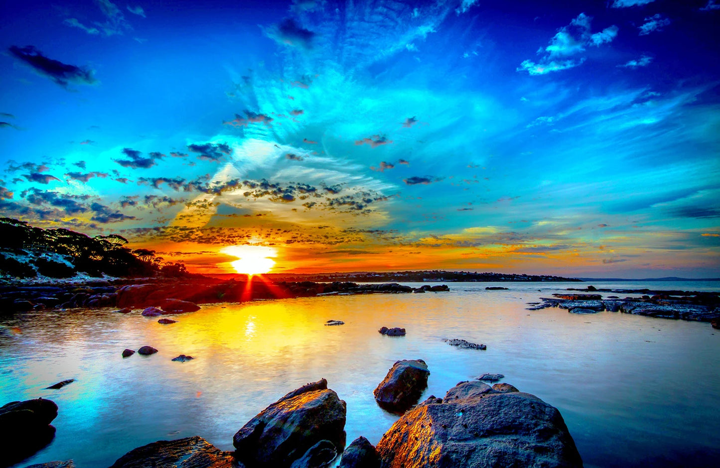 、Beach Landscape Canvas Paintings Sunset Gold Sea
