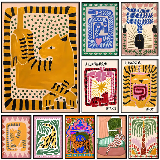 Egypt Colorful Abstract Tiger And Leopard