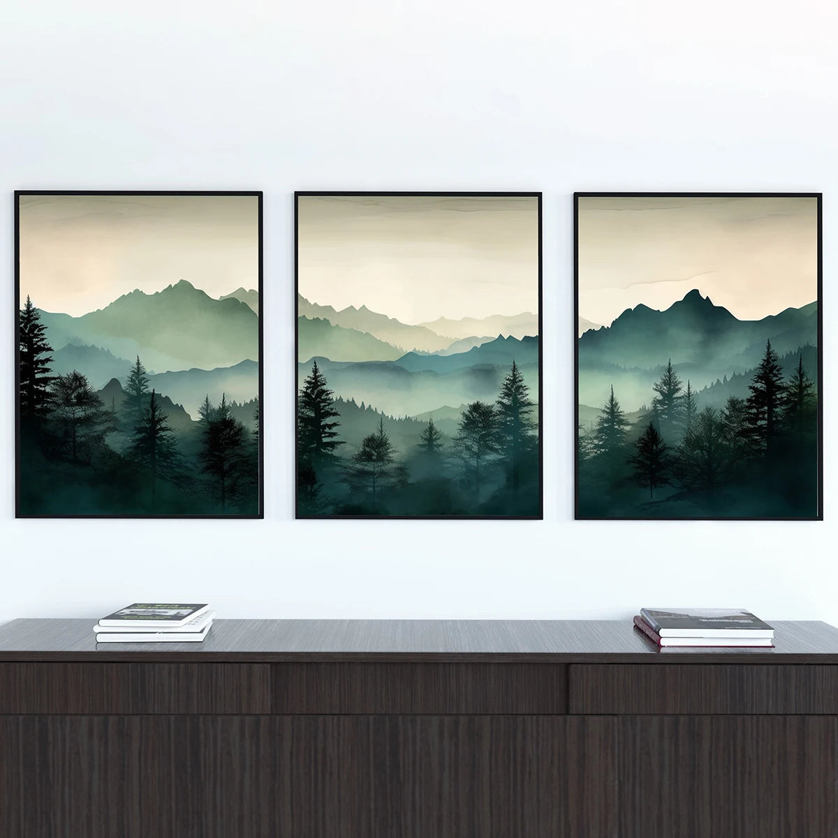 Abstract Sage Green Mountains Wall Art Print