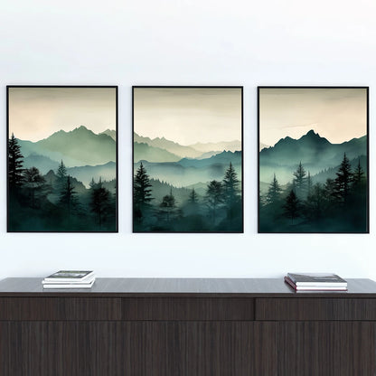 Abstract Sage Green Mountains Wall Art Print