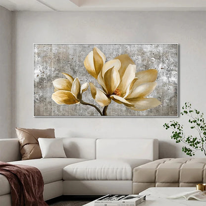 Modern Abstract Gold Flower Oil Painting