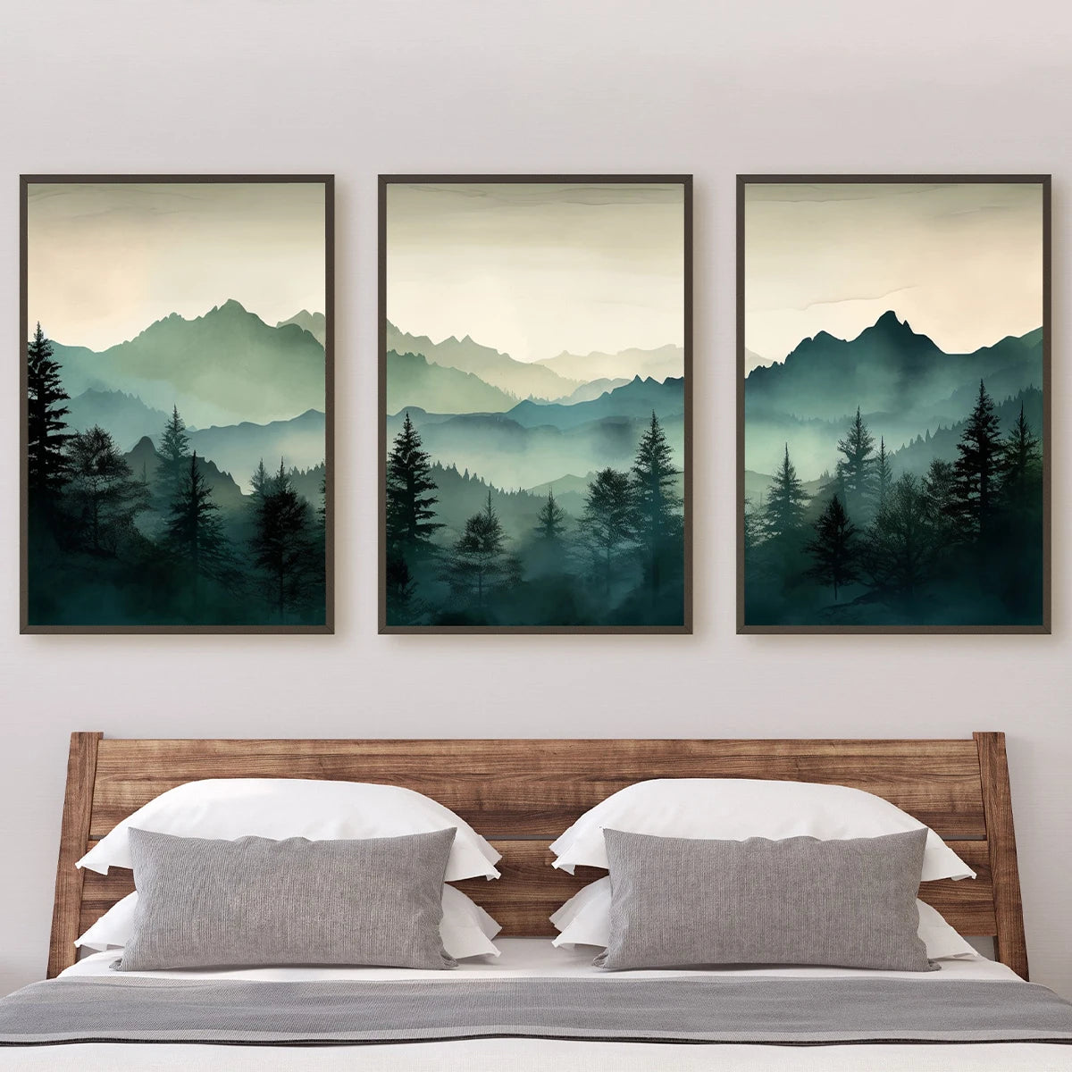 Abstract Sage Green Mountains Wall Art Print