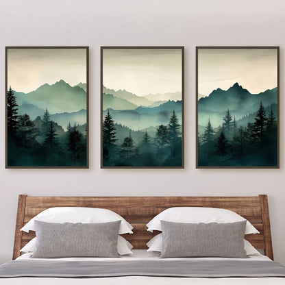 Abstract Sage Green Mountains Wall Art Print