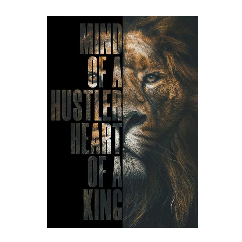 Wild Lion Animal Poster Motivational Quotes Canvas