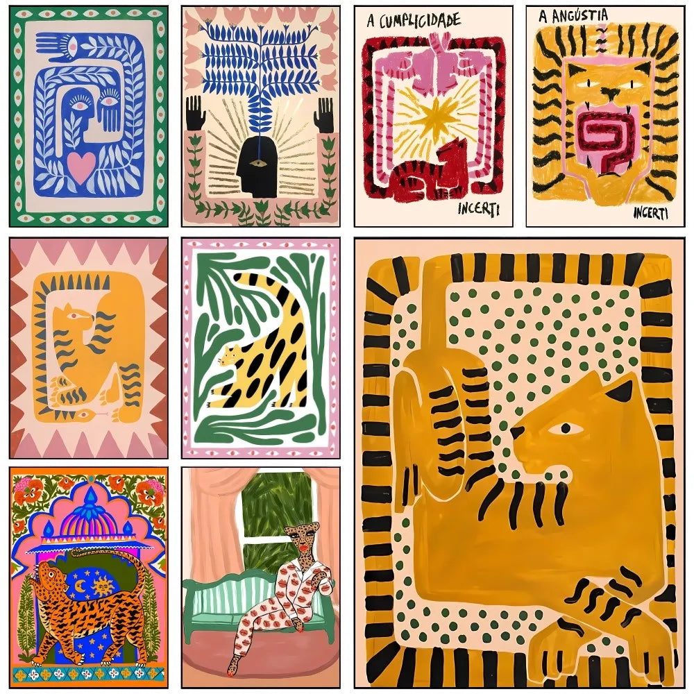 Egypt Colorful Abstract Tiger And Leopard