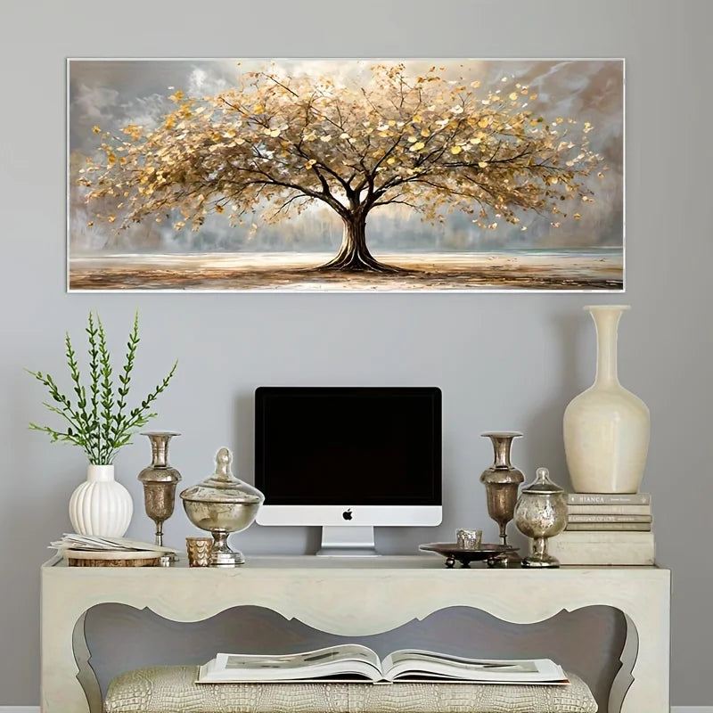 Elegant Tree of Life Gold Leaf Canvas Wall Decor
