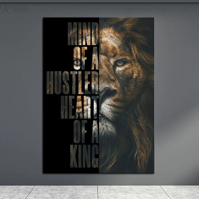 Wild Lion Animal Poster Motivational Quotes Canvas