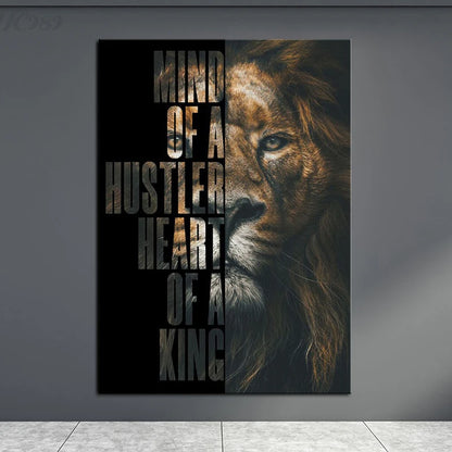 Wild Lion Animal Poster Motivational Quotes Canvas
