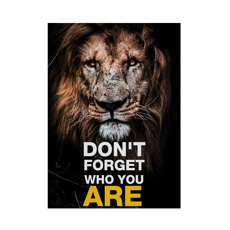 Wild Lion Animal Poster Motivational Quotes Canvas