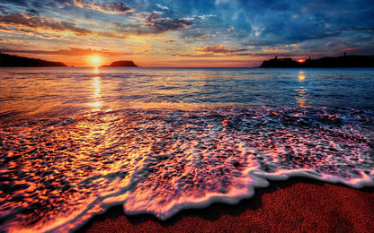 、Beach Landscape Canvas Paintings Sunset Gold Sea