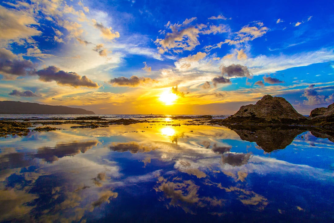 、Beach Landscape Canvas Paintings Sunset Gold Sea
