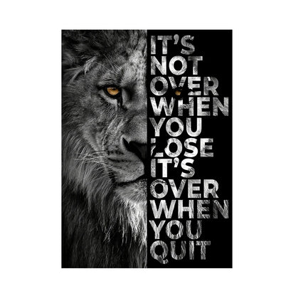 Wild Lion Animal Poster Motivational Quotes Canvas