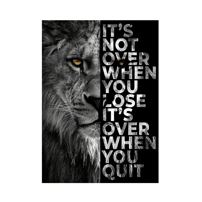 Wild Lion Animal Poster Motivational Quotes Canvas