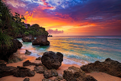 、Beach Landscape Canvas Paintings Sunset Gold Sea