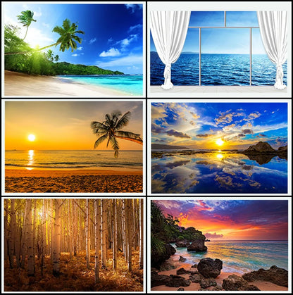 、Beach Landscape Canvas Paintings Sunset Gold Sea