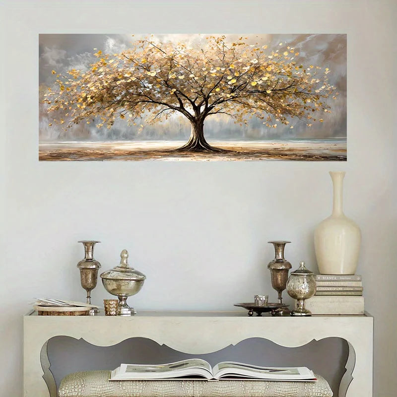 Elegant Tree of Life Gold Leaf Canvas Wall Decor