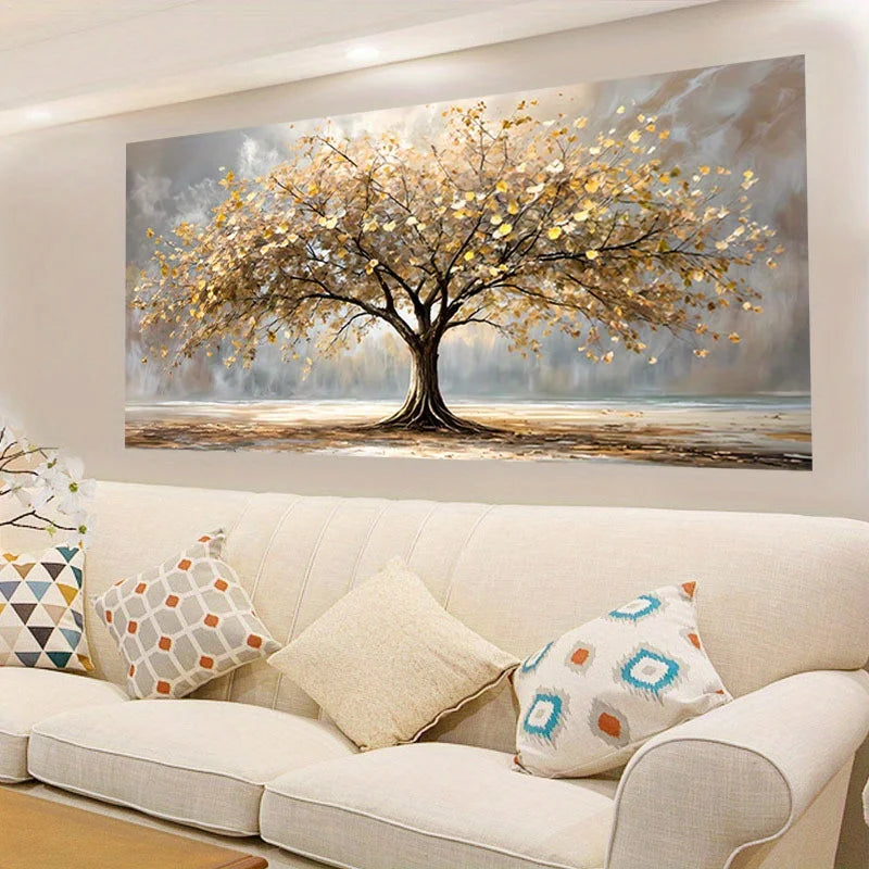 Elegant Tree of Life Gold Leaf Canvas Wall Decor