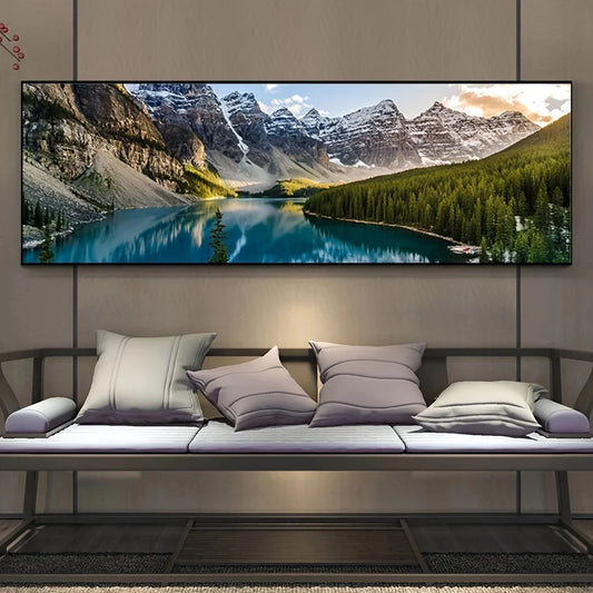 Gorgeous Landscape Canvas Print Painting Lake Forest Mountain Scenery Wall Art Poster for Living Room Bedroom Decoration Pict