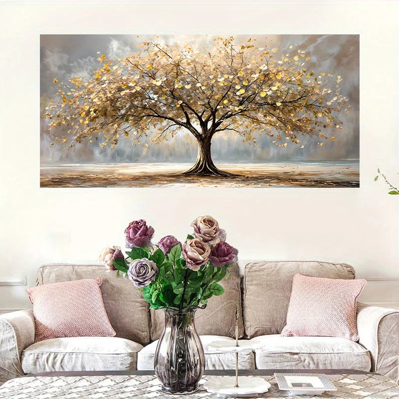 Elegant Tree of Life Gold Leaf Canvas Wall Decor
