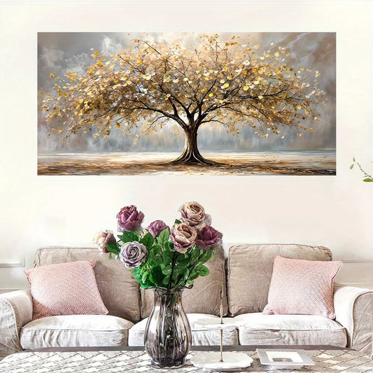 Elegant Tree of Life Gold Leaf Canvas Wall Decor
