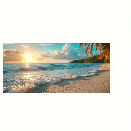 Modern Beach Sunset Canvas Art Print,