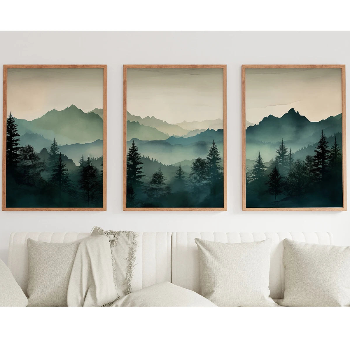 Abstract Sage Green Mountains Wall Art Print