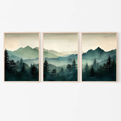 Abstract Sage Green Mountains Wall Art Print