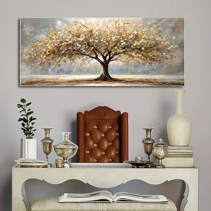 Elegant Tree of Life Gold Leaf Canvas Wall Decor