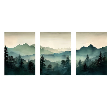 Abstract Sage Green Mountains Wall Art Print